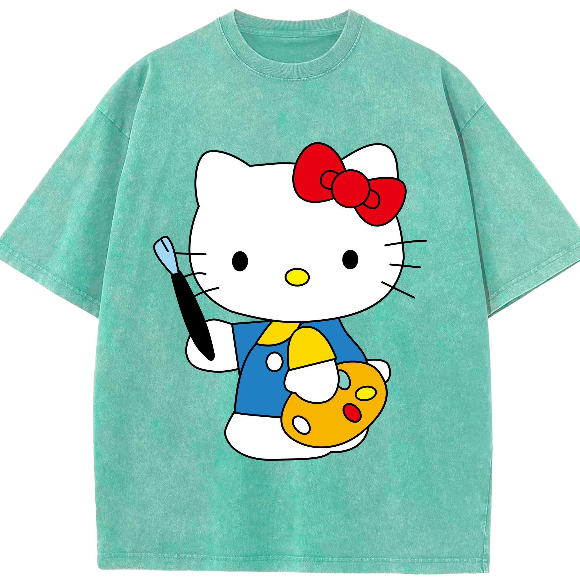 （画像用） Hello Kitty ハローキティ 綿100% ヴィンテージ風 半袖Tシャツ（フロントプリント）